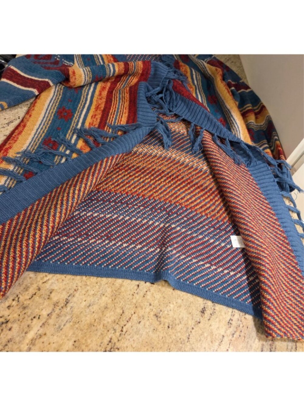 Wrangler Open Cardigan Sweater Womens M Fringe Aztec Southwestern Cowgirl - Picture 6 of 14